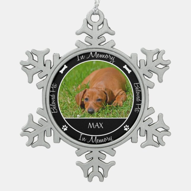 Memorial - Verlust des Hundes - Benutzerdefinierte Schneeflocken Zinn-Ornament (Vorderseite)