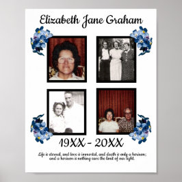 Memorial Vier Foto Blue Vergiss mich nicht Blume Poster