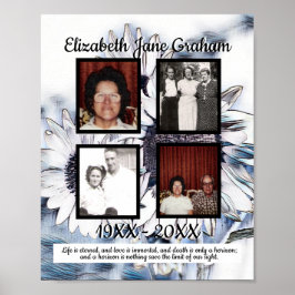 Memorial Vier Foto Blue White Digital Sonnenblumen Poster