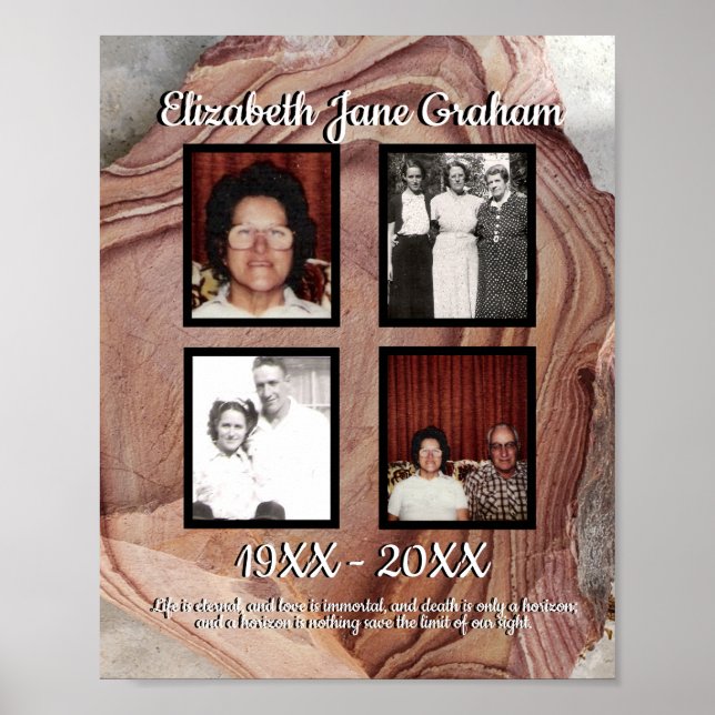 Memorial Vier Foto versteinertes Holzquotenposter Poster (Vorne)