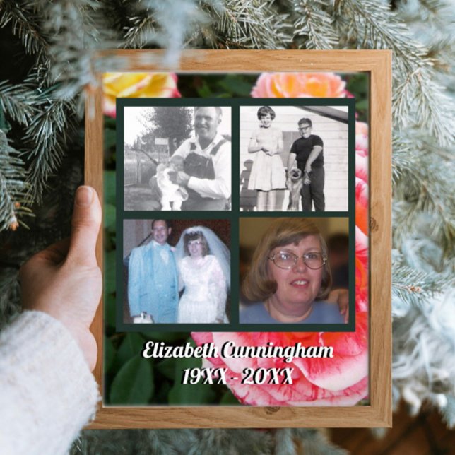 Memorial Vier Fotos von Loved One auf Rose Foto Poster (Von Creator hochgeladen)