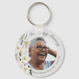 Memorial Vintag White Lily Blume Foto Custom Schlüsselanhänger