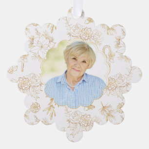 Memorial White Gold Foto Weihnachten Ornament Karte