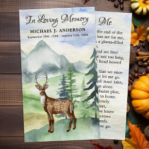 Memorial Woodland Deer Funeral Prayer Card Poem