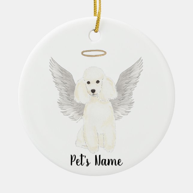 Memorial zu White Poodle Beileid Keramik Ornament (Vorne)