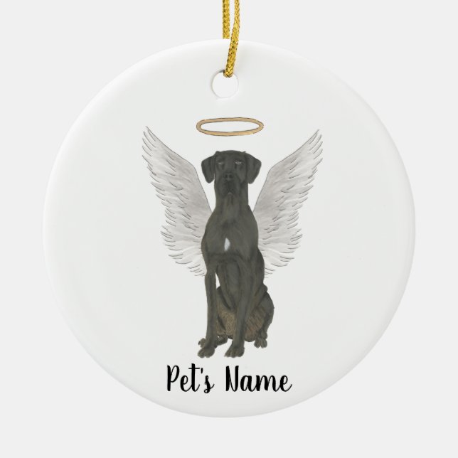 Memorial zum Black Great Dane Beileid Keramik Ornament (Vorne)