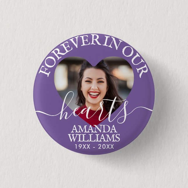 Memorial zum personalisiert Heart Foto Button (Vorderseite)
