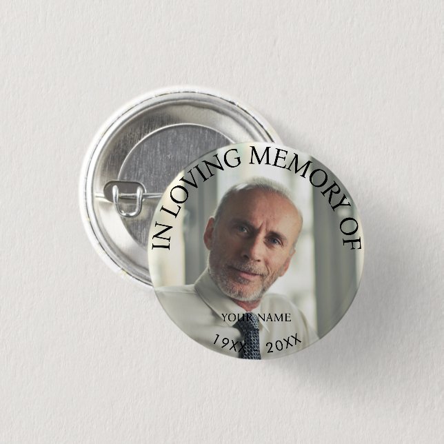 Memorial zum personalisierten Foto Button (Vorne & Hinten)