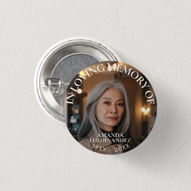 Memorial zum personalisierten Foto Button (Vorne & Hinten)