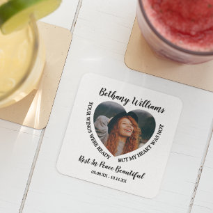 Memorial zum Personalisierten Foto Rechteckiger Pappuntersetzer