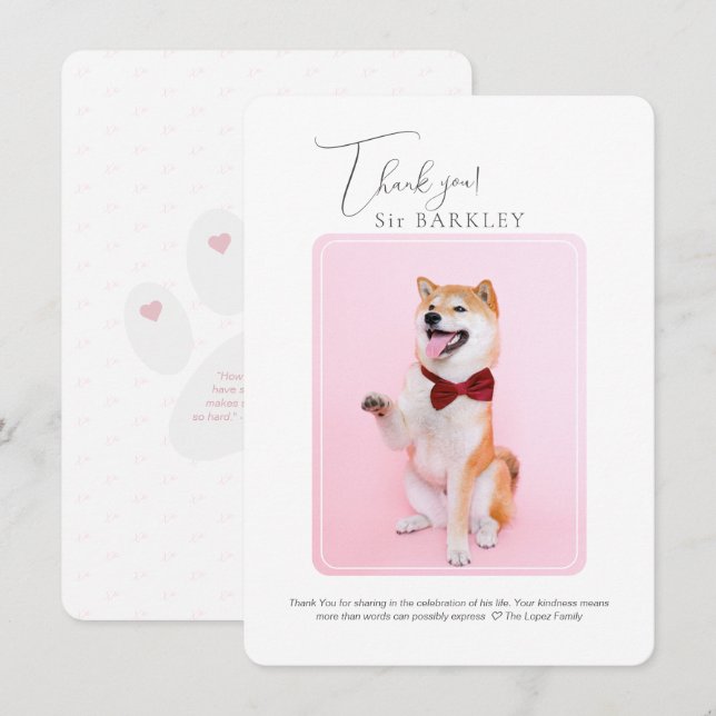 Memorial zum Thema Heimtiere Vielen Dank Notiz Kar Mitteilungskarte (Vorne/Hinten)