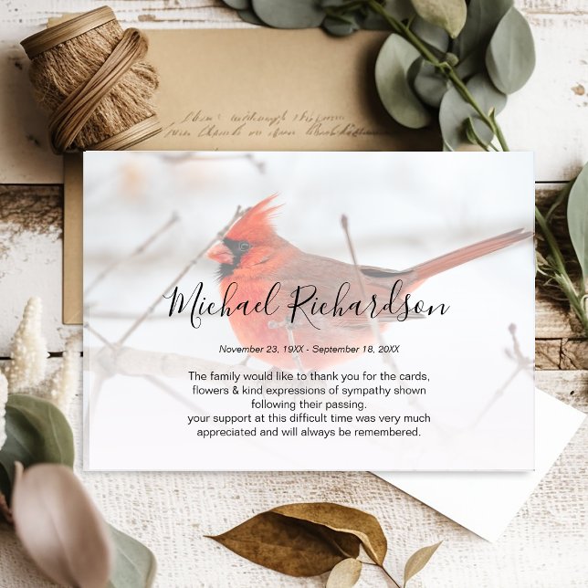 Memorial zum Thema Roter Kardinal - Dankeschön-Kar Dankeskarte (Von Creator hochgeladen)