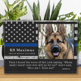 Memorial zum Thema "Thin Blue Line Officer K9 Poli Fotoblock