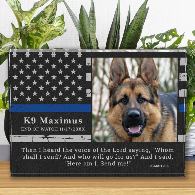 Memorial zum Thema "Thin Blue Line Officer K9 Poli Fotoblock (Von Creator hochgeladen)