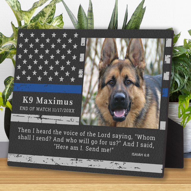 Memorial zum Thema "Thin Blue Line Officer K9 Poli Fotoplatte (Von Creator hochgeladen)