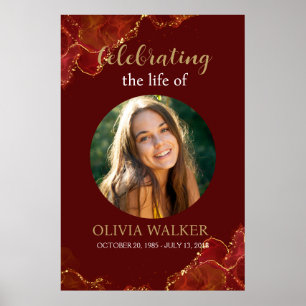 Memorial zur Beerdigung von Burgund & Gold Foto Poster