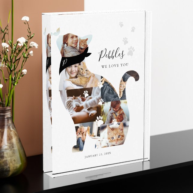 Memorial zur Erinnerung an die Lieblingskatze Fotoblock (Loving Memory Cat Photo Collage Pet Memorial)