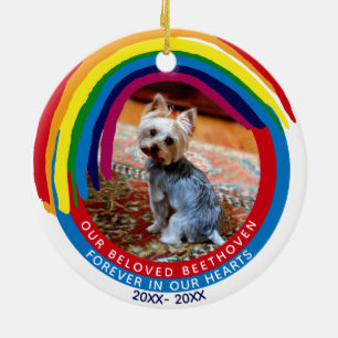 Memorial zur zweiseitigen Rainbow-Bridge mit 2 Fot Keramik Ornament