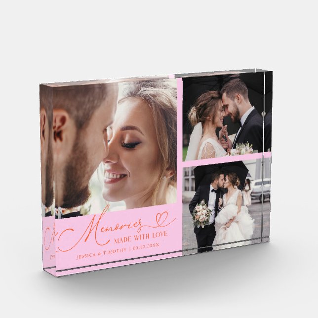 Memories Made with Love Orange Pink Wedding Fotoblock (Links)