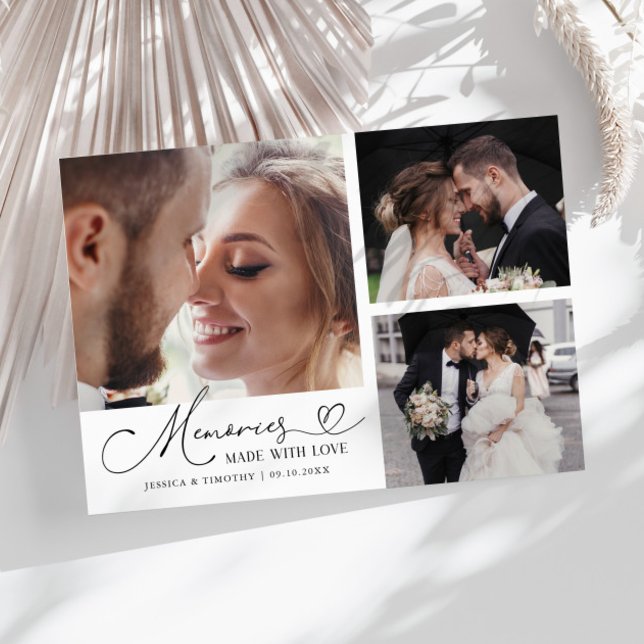 Memories Made With Love Wedding White Multi Photo Dankeskarte (Von Creator hochgeladen)
