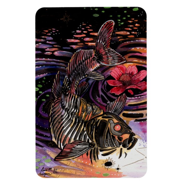 Memory Maps Herbst Vibes Koi Skelettreflektionen Magnet (Vertikal)