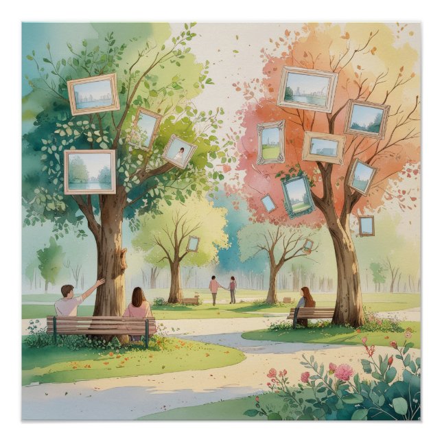 Memory Park – Reflective Watercolor Emotional Art  Poster (Vorderseite)