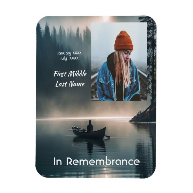 Memory Remembrance Keepsake Wilderness Lake Canoe Magnet (Vertikal)