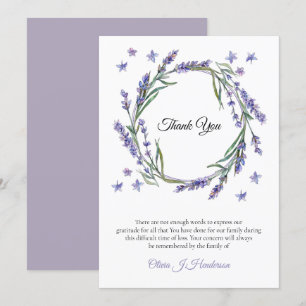 Memory Rustic Lavender Beileid Vielen Dank Einladung
