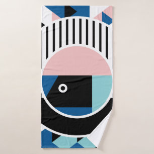 Memphis abstraktes Plakatdesign. Gesichtsgeometrie Badehandtuch