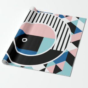 Memphis abstraktes Plakatdesign. Gesichtsgeometrie Geschenkpapier