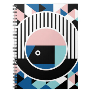 Memphis abstraktes Plakatdesign. Gesichtsgeometrie Notizblock