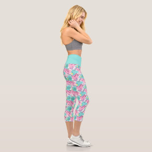 Memphis Active Pink Turquoise der 80er Jahre Capri Leggings