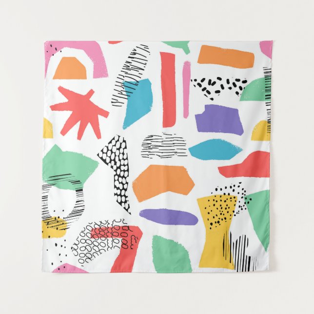 Memphis Art: Grunge Surface Design Wandteppich (Vorderseite)