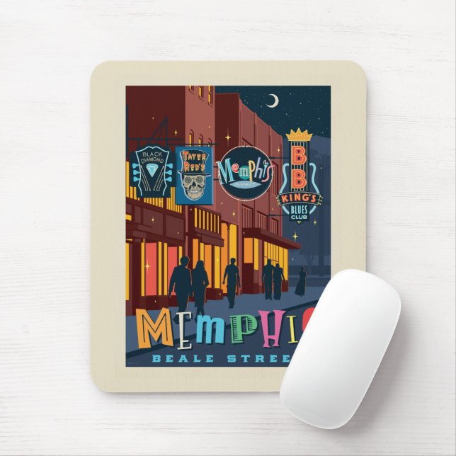 Memphis | Beale Street Neon Mousepad (Mit Mouse)