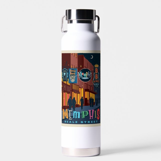 Memphis | Beale Street Neon Trinkflasche (Vorne)