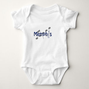 Memphis-Blau mit Musiknoten Baby Strampler