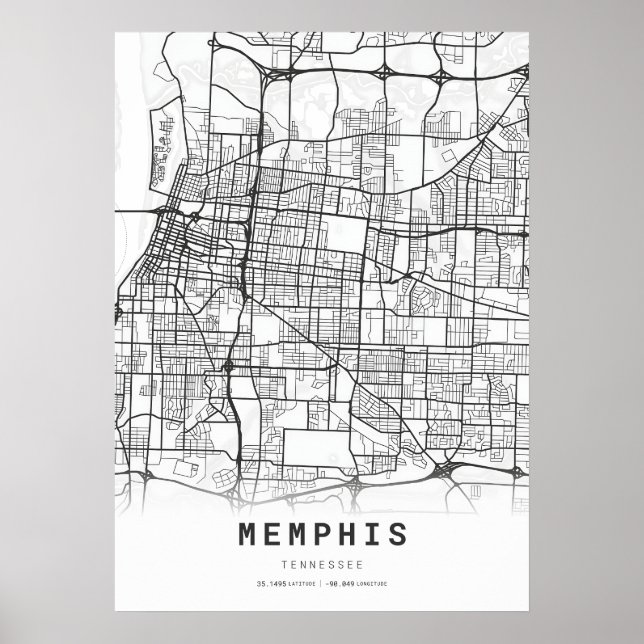 Memphis City Map Poster (Vorne)