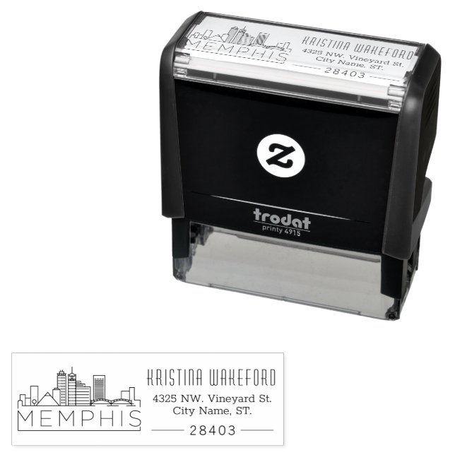 Memphis City Skyline | Benutzerdefinierte Adresse Permastempel (Beispiel)