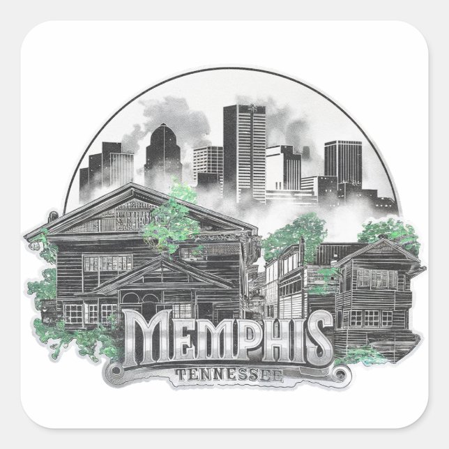 Memphis City Tennessee USA Quadratischer Aufkleber (Vorderseite)