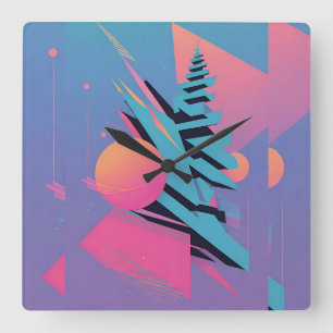 Memphis Design - Ken Gage Art Quadratische Wanduhr