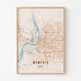Memphis Druck Tennessee Stadtplan Poster Wandkunst