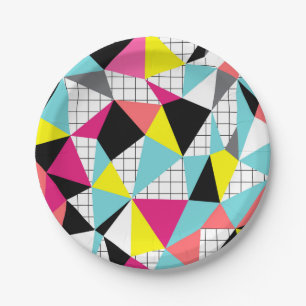 Memphis, geometrische Formen Pappteller