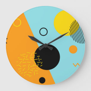 Memphis, Hipster, trendy, coole Illustrationskunst Große Wanduhr