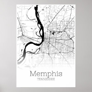 Memphis-Karte - Tennessee - Stadt-Karten-Plakat Poster
