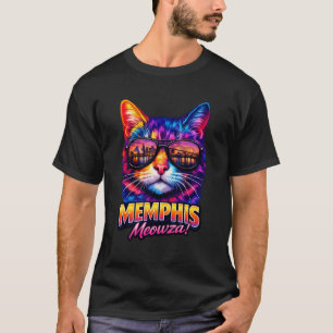 Memphis-Katze Trendige Coole Farbige Katzenbrille T-Shirt