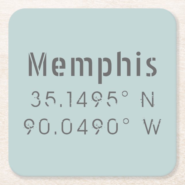 Memphis Latitude Longitude Rechteckiger Pappuntersetzer (Vorderseite)