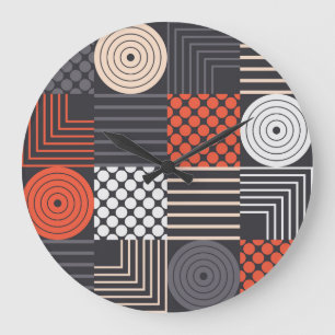 Memphis Magic: Geometrischer Banner-Spaß Große Wanduhr