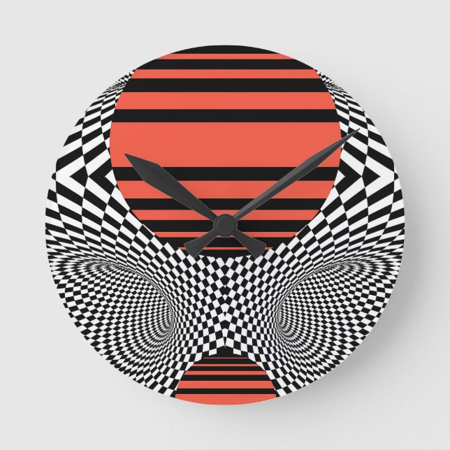 Memphis OpArt Runde Wanduhr (Vorderseite)