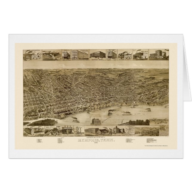 Memphis, panoramische Karte TN - 1887