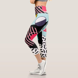 Memphis Pattern Capri Leggings